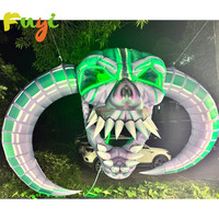 Crâne de démon gonflable lumineux LED personnalisé Fuyi pour les activités de nuit thématiques et les festivals d'Halloween
