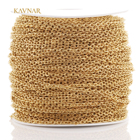 Chaîne KAVNAR en gros, maillons ronds en forme de croix, plaqué or 18K PVD, acier inoxydable, maillons Rolo, composants de bijoux DIY pour collier