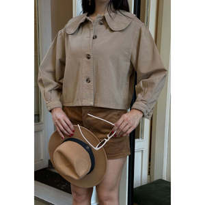 Camisa de Manga Larga con Cuello Peter Pan para Mujer, Blusa Informal de Mezclilla con Botones al Frente - Product Image 2