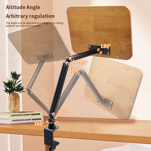 Soporte de Lectura Flotante de Madera Maciza con Abrazadera para <span class=keywords><strong>Escritorio</strong></span>, Soporte para Libros de Madera con Rotación de 360 Grados ° Soporte Giratorio para Portátil con Brazos de Aluminio para Niños - Product Image 3