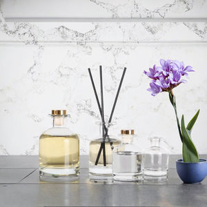 Bouteilles en verre rondes transparentes de 150 ml pour diffuseur d'arômes de luxe, vides, avec bouchon à vis gravé à l'acide et emballage scellé - Product Image 4
