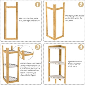 Étagère <span class=keywords><strong>d</strong></span>'<span class=keywords><strong>angle</strong></span> multifonctionnelle <span class=keywords><strong>en</strong></span> <span class=keywords><strong>bambou</strong></span> durable à 3 niveaux, non pliable, moderne, pour le salon, support <span class=keywords><strong>d</strong></span>'exposition, étagère de douche - Product Image 3