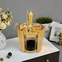 Ensemble d'ornements métalliques haut de gamme multifonctionnels de luxe pour la décoration intérieure, avec brûleur d'encens de table et brûleur d'encens arabe du Moyen-Orient, pour l'exportation