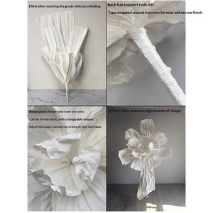 Grande Fiore di Carta Plastica per Decorazione di Sfondo Matrimoniale, Fatto a Mano, Stile <span class=keywords><strong>Chen</strong></span>, Plissettato, Bellissimo - Product Image 4