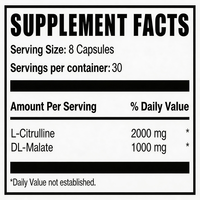 Capsules de L-Citrulline Malate pour une endurance accrue, une meilleure circulation sanguine, une énergie accrue et un soutien réduit contre la fatigue