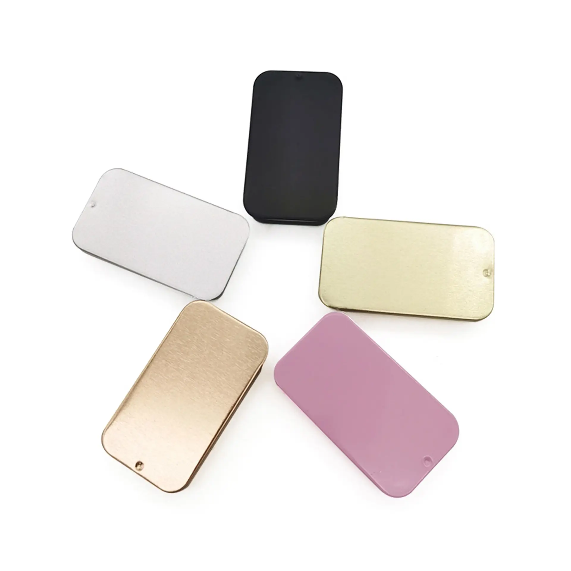 Custom Empty Rectangle Small Sliding Tin Box Cosmetic Solid Perfume Lip Balm Mint Metal Tin Case Container