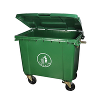 Poubelle d'assainissement verte 660 litres grande poubelle de camion à benne basculante municipale poubelle en plastique extérieure épaissie