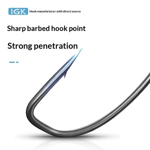 Hameçon à manivelle à tige large Texas Rig pour leurres souples, ver, barbelé, pour Blackfish et Poisson mandarin, modèle 8013, en acier au carbone, <span class=keywords><strong>IGK</strong></span>, vente en gros, pour l'extérieur - Product Image 4