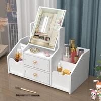 Miroir rond blanc de luxe multifonctionnel boîte de rangement cosmétique nordique organisateur de maquillage avec oreilles Miroir