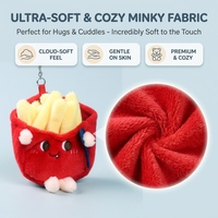 Porte-clés en peluche Frites Kawaii, Prêt à expédier, Thème alimentaire, Pendentif en peluche, Breloque de sac, Accessoire visage souriant