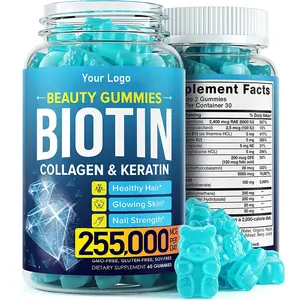 Private Label Biotin Vitamin C und Kollagen Gummis Vegan Healthcare Supplements Starkes Haar Haut nägel Gesundheit Kollagen Gummis