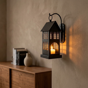 Portavelas Decorativo de Metal Negro Hecho a Mano, de Doble Uso, para Mesa o Colgar, para Hogar y Jardín - Product Image 6