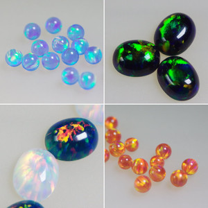 Perles rondes en opale gelée certifiées GIA, synthétiques, créées en laboratoire avec jeu de couleurs - Product Image 4