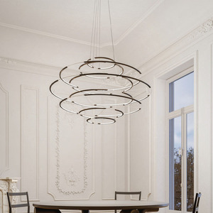 Nemo Drop 9 Chandelier Black Round LED Pendant <b>Light</b> <b>Remote</b> <b>Control</b> For Living And Dining Rooms - Product Image 1