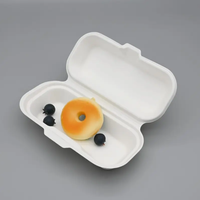 Vaisselle jetable compostable, boîte à hot-dogs en forme de coquille, boîte à lunch en bagasse de canne à sucre, fournitures biodégradables à emporter
