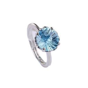 Fine jewelry produttore commercio all'ingrosso di new moda Rotonda <span class=keywords><strong>Blu</strong></span> <span class=keywords><strong>Anello</strong></span> di Pietra di zircon 925 sterling argento topaz della pietra preziosa <span class=keywords><strong>anello</strong></span> delle donne - Product Image 1