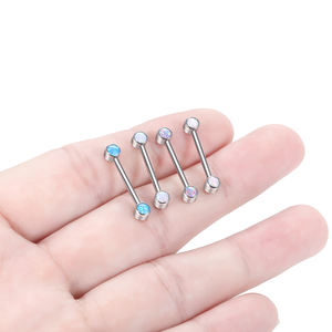 Anneaux de piercing pour tétons en titane G23 avec filetage interne, anneaux de piercing pour langue en opale, barres industrielles pour hélix, bijoux de piercing - Product Image 4