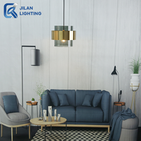 Lampe suspendue LED cylindrique élégante en fer et verre gris, douille G9, lumière blanc chaud, haute luminosité, pour salle à manger et chambre