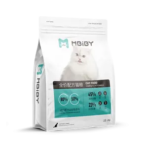 Mbiby 500g-20kg, emballage personnalisé ajouté, protéines animales de haute qualité, forme irrégulière, aliments secs pour chats