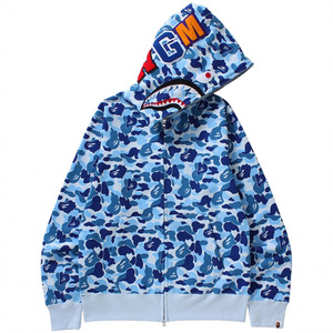 Cardigan zippé camouflage tête de requin 400g épais, unisexe, 100% coton, avec capuche et lumière nocturne intégrée - Product Image 2