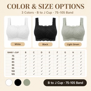 Soutien-gorge minimiseur pour femme <span class=keywords><strong>100D</strong></span> sans armatures, coupe pleine, style bandeau, avec superposition de dentelle, décolleté carré, bretelles larges, à armatures souples, vente en gros - Product Image 2