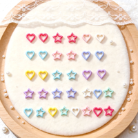 Breloques pour ongles en résine Macaron, étoiles et cœurs creux, ornements mignons en forme de cœur et d'étoile, décorations 3D colorées pour ongles, 10 pièces/paquet