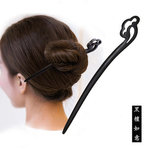 Bâtons <span class=keywords><strong>de</strong></span> cheveux sculptés à la main en <span class=keywords><strong>bois</strong></span> d'ébène, épingles à châle, pics, fourchettes pour femmes et filles, accessoire pour faire des chignons - Product Image 5