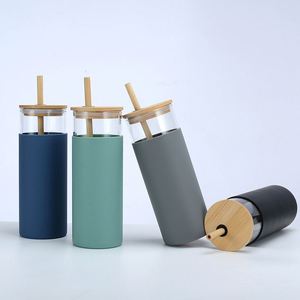 Gobelets en verre de haute qualité avec logo personnalisé imprimé, bouteilles d'eau en verre, bouteilles d'eau de sport avec paille - Product Image 4