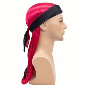 Gorro Turbante de Cola Larga de Dos Colores, Ecológico, Promocional, Directo de Fábrica, Gorro Elástico para el Cuidado del Cabello, de Satén, para Hombre, 12 Colores - Product Image 4