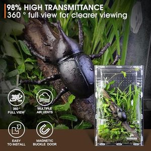 Enclos pour araignées sauteuses en acrylique - Terrarium pour insectes pour araignées, mantes, tarantules et grenouilles - Product Image 4