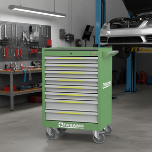 Gabinete de herramientas rodante Fasano Tools de 8 cajones, verde, con ruedas para reparación de automóviles - Product Image 3
