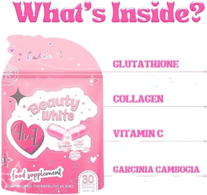 ยาเพิ่มความขาวให้ผิวขาวแบบ4 in 1 L-gluta ช่วยให้ผิวขาวพร้อมคอลลาเจนผลิตภัณฑ์ความงามจาก Garcinia Vitamin C - Product Image 3