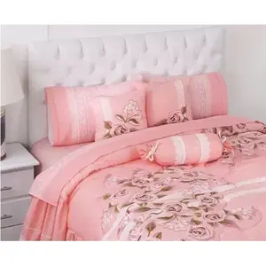 Juego de Edredón King Size Antonieta, Apliques Florales Bordados, Ropa de Cama de Algodón, Decoración del Hogar, 4 Piezas - Product Image 5