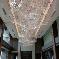 Lustre de plafond en verre sur mesure, grand modèle, pour escalier, hall, restaurant, design moderne et luxueux