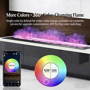 Cheminée électrique atomisante 3D moderne avec application et flamme LED, cheminée à vapeur d'eau en acier sans chaleur, sûre pour la décoration intérieure d'hôtels - Product Image 2