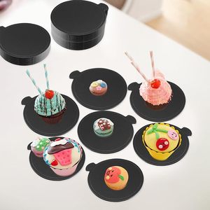 Mini plateaux ronds pour gâteaux, lot de 50, noirs, jetables, écologiques, <span class=keywords><strong>en</strong></span> <span class=keywords><strong>carton</strong></span> alimentaire, pour gâteaux, pâtisserie <span class=keywords><strong>DIY</strong></span>, desserts, fêtes - Product Image 4