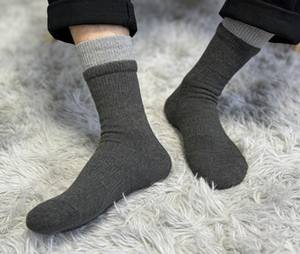 Chaussettes mi-mollet côtelées pour hommes, respirantes, 80% coton, 18% polyester, 2% élasthanne, anti-humidité, anti-odeur, décontractées, personnalisables, collection Printemps - Product Image 2