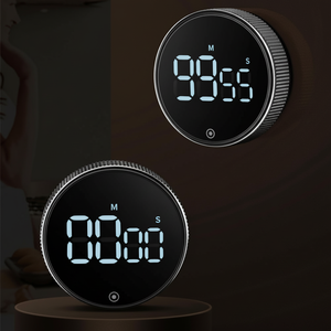 Minuteur numérique Dropshipme 60 min avec contrôle tactile LED, horloge de compte à rebours magnétique ronde pour cuisine avec rappel d'alarme - Product Image 1