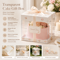 Boîte à gâteau carrée autoportante personnalisable avec fenêtre transparente, recyclable, portable, en papier, pour emballage de gâteaux et snacks mats