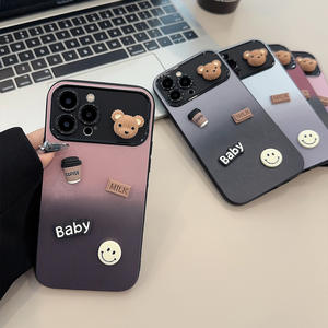 เคสโทรศัพท์ลายหมี 3 มิติ สีไล่ระดับ หน้าต่างเลนส์ขนาดใหญ่ วัสดุ TPU แบบด้าน สำหรับ <span class=keywords><strong>iPhone</strong></span> 16 15 14 13 12 <span class=keywords><strong>11</strong></span> <span class=keywords><strong>Pro</strong></span> <span class=keywords><strong>Max</strong></span> Plus - Product Image 3