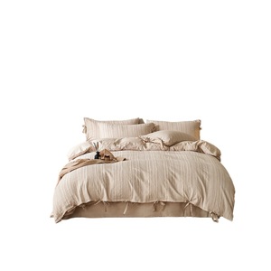 Luxury Linen Cotton <b>Bedding</b> <b>Set</b> Solid Color Breathable Home Use Autumn Winter - Product Image 2