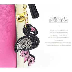 Accesorios para Bolsos de Coche, Llavero con Diamantes de Imitación, Anillo para Llaves, Soporte para Llaves, Animal, Cristal, Borla, Flamenco, Venta al por Mayor - Product Image 3