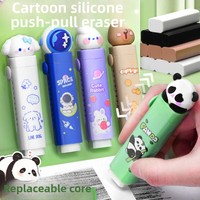 Lot de Gommes à Crayon Mignonnes Kawaii en Gros, Ensemble de Papeterie Personnalisé pour Enfants avec Matériau en Caoutchouc et 3 Recharges