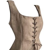 Gilet en daim pour femme, style animation de pointe, col carré vintage, avec laçage, pour déguisement, cosplay et tenue d'Halloween