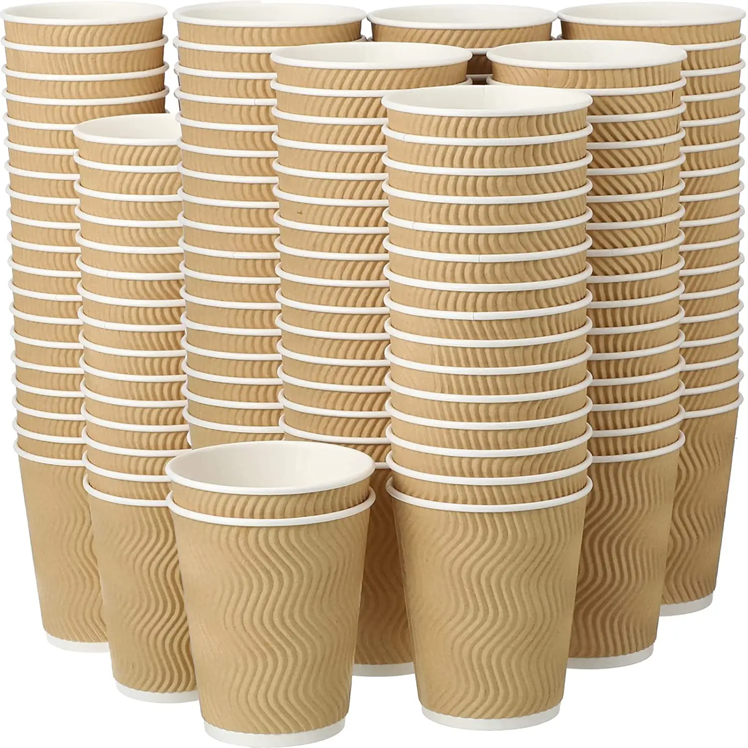 12 oz Paper Cups Bulk Disposable Ripple Insulated Ripple Wall Paper Coffee Cups