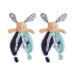 Bébé Nat' Doudou forme originale lapin assiette marine Poupi bleu fleur impression facile à saisir noeuds grandes oreilles literie idée cadeau <span class=keywords><strong>pour</strong></span> - Product Image 1