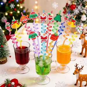 LAIMAI Pailles réutilisables en PETG de qualité alimentaire, motif dessin animé, pour fêtes de Noël, événements, cadeaux de jeu et célébrations festives – Nouveauté - Product Image 4