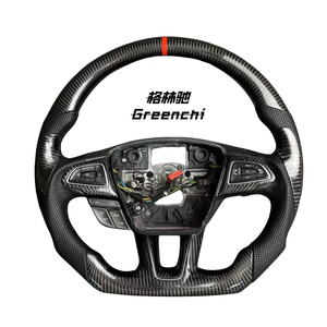 Volant de course sportif personnalisé GELINCHI en fibre de carbone et cuir avec 3 branches pour Focus RS ST MK2/<span class=keywords><strong>MK3</strong></span> (Surpiqûres rouges) - Product Image 4