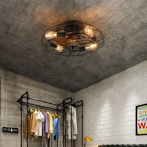 Luz de ventilador de techo LED de estilo Retro Industrial con jaula de iluminación decorativa de Motor de CA para instalación de proyecto fácil de oficina en casa - Product Image 3