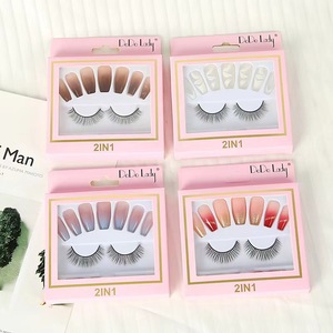 DoDo Lady – ensemble de faux ongles et cils 2 en 1, faux ongles naturels doux avec cils pour femmes, ensemble de beauté - Product Image 2